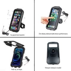 Knmaster TT-950WU Titreşim Engelleyici Kablosuz ve Usb'li Tüm Motosikletlere Uygun Telefon Tutucu