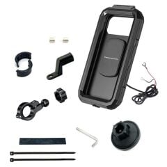 Knmaster TT-950WU Titreşim Engelleyici Kablosuz ve Usb'li Tüm Motosikletlere Uygun Telefon Tutucu