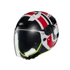 Zeus ZS-213 AX5 White Black Red Açık Kask