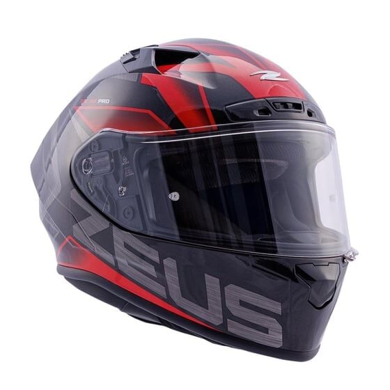 Zeus ZS-826 Pearl Black Red BK3 Kapalı Kask (Pinlock Dahil)