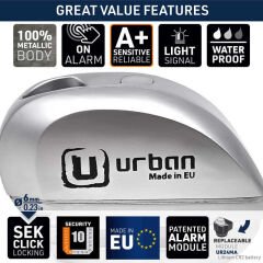 URBAN SECURITY UR22 VESPA UYUMLU ALARMLI DİSK KİLİDİ 6MM PİM